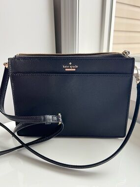 kate spade Black Saffiano Leather Crossbody with Gold-Tone Logo